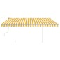 vidaXL Tenda da Sole Retrattile Manuale con LED 4,5x3,5m Gialla Bianca vidaXL Tenda da Sole Retrattile Manuale con LED 4,5x3,5m Gialla Bianca