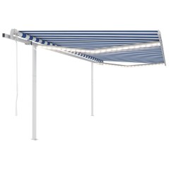 vidaXL Tenda Automatica con Sensore Vento e LED 4x3 m Blu Bianca