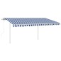 vidaXL Tenda Automatica con Sensore Vento e LED 4x3 m Blu Bianca