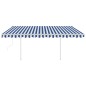 vidaXL Tenda Automatica con Sensore Vento e LED 4x3 m Blu Bianca
