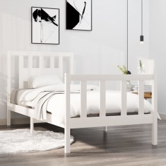 vidaXL Giroletto Bianco in Legno Massello 90x190 cm Single