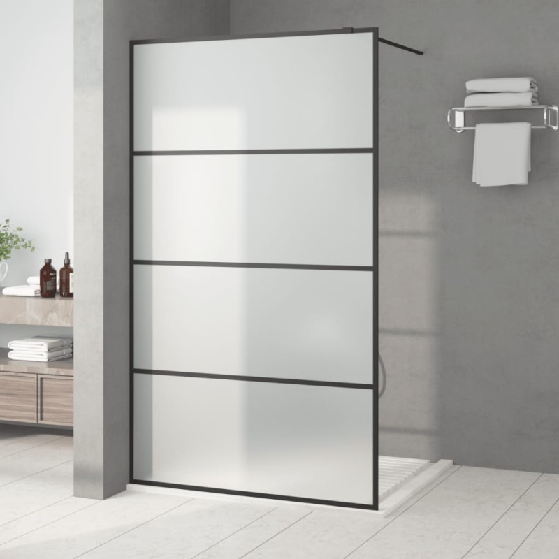 vidaXL Parete Doccia Walk in Nera 115x195 cm Vetro Smerigliato ESG vidaXL Parete Doccia Walk in Nera 115x195 cm Vetro Smerigliato ESG