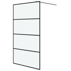vidaXL Parete Doccia Walk in Nera 115x195 cm Vetro Smerigliato ESG