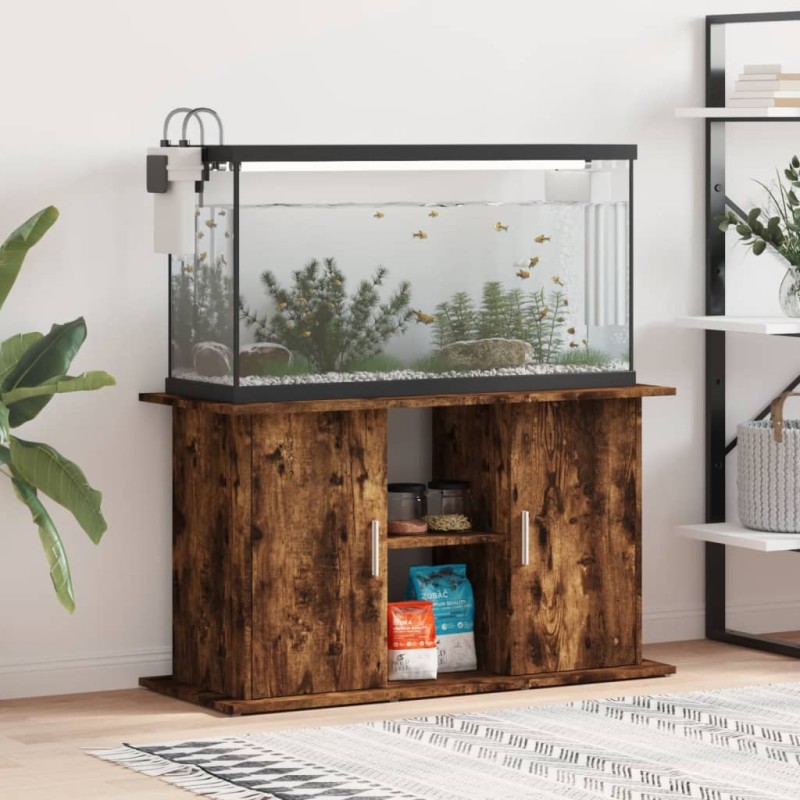 vidaXL Supporto Acquario 101x41x58 cm in Legno Multistrato Rovere Fumo