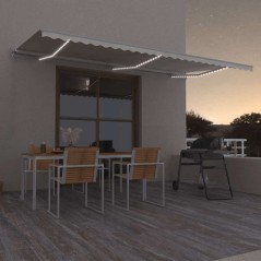 vidaXL Tenda da Sole Retrattile Manuale con LED 600x300 cm Crema
