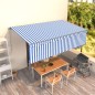 vidaXL Tenda Sole Retrattile Manuale con Parasole 5x3m Blu e Bianco vidaXL Tenda Sole Retrattile Manuale con Parasole 5x3m Blu e Bianco