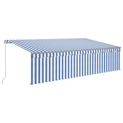 vidaXL Tenda Sole Retrattile Manuale con Parasole 5x3m Blu e Bianco