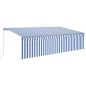 vidaXL Tenda Sole Retrattile Manuale con Parasole 5x3m Blu e Bianco vidaXL Tenda Sole Retrattile Manuale con Parasole 5x3m Blu e Bianco