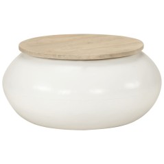 vidaXL Tavolino da Salotto Bianco 51x51x27 cm Legno Massello di Mango
