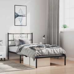 vidaXL Giroletto con Testiera Metallo Nero 100x200 cm