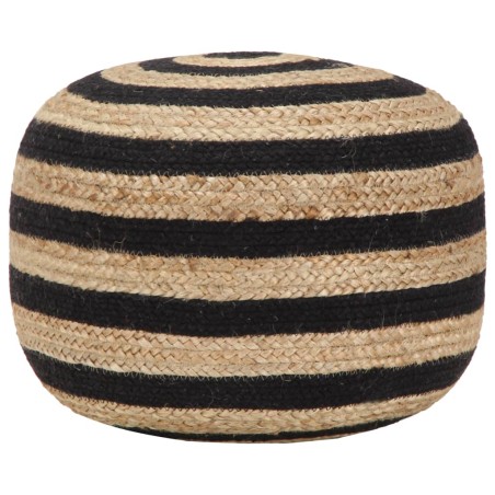 vidaXL Pouf Lavorato a Mano Nero 45x30 cm in Juta 