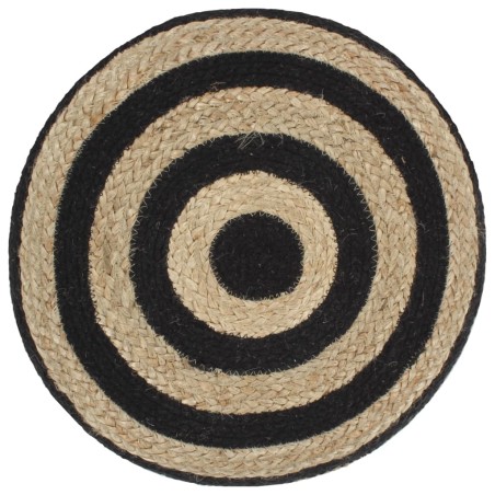 vidaXL Pouf Lavorato a Mano Nero 45x30 cm in Juta 