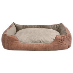 vidaXL Cuccia per Cani con Cuscino in Pelle Sintetica Taglia L Beige