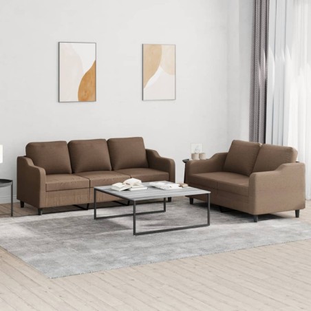 vidaXL Set di Divani 2 pz con Cuscini Marrone in Tessuto