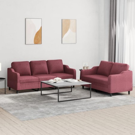 vidaXL Set di Divani 2 pz con Cuscini Rosso Vino in Tessuto