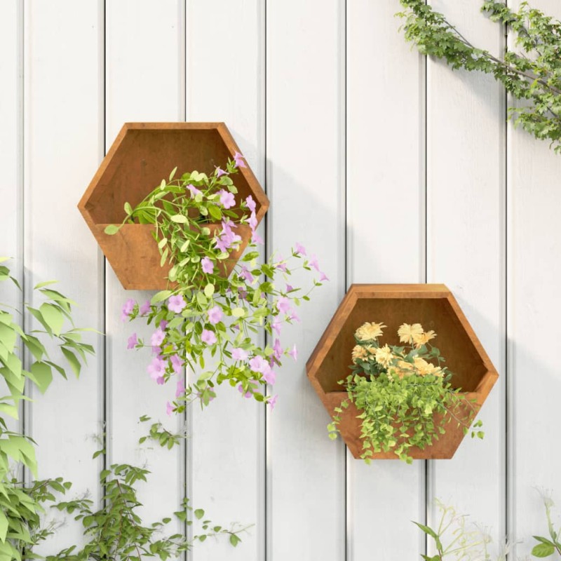 vidaXL Fioriere da Parete 2 pz Ruggine in Acciaio Corten 30x10x25 cm vidaXL Fioriere da Parete 2 pz Ruggine in Acciaio Corten 30x10x25 cm