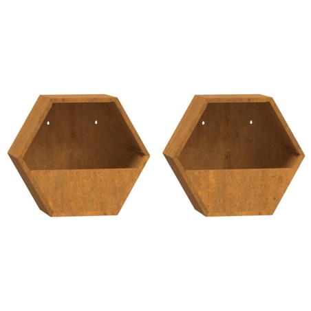 vidaXL Fioriere da Parete 2 pz Ruggine in Acciaio Corten 30x10x25 cm