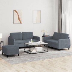 vidaXL Set di Divani 3 pz Grigio Scuro in Velluto