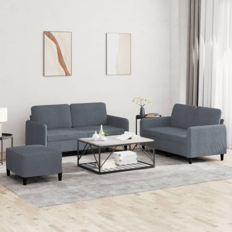 vidaXL Set di Divani 3 pz Grigio Scuro in Velluto