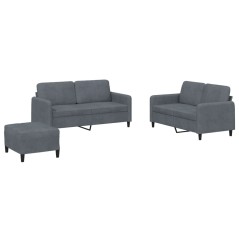 vidaXL Set di Divani 3 pz Grigio Scuro in Velluto