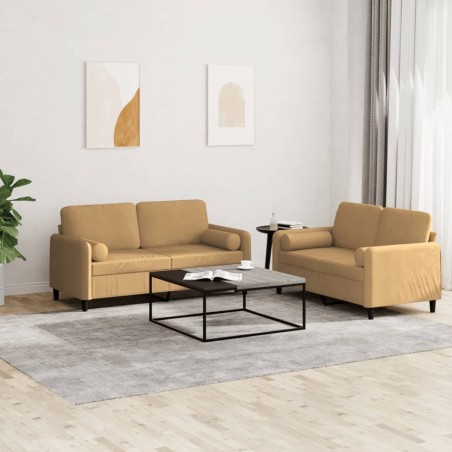 vidaXL Set di Divani 2 pz con Cuscini Marrone in Velluto