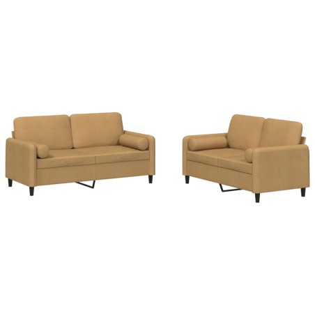 vidaXL Set di Divani 2 pz con Cuscini Marrone in Velluto