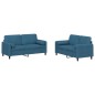 vidaXL Set di Divani 2 pz con Cuscini Blu in Velluto vidaXL Set di Divani 2 pz con Cuscini Blu in Velluto