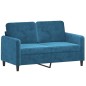 vidaXL Set di Divani 2 pz con Cuscini Blu in Velluto vidaXL Set di Divani 2 pz con Cuscini Blu in Velluto