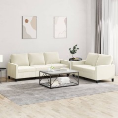 vidaXL Set di Divani 2 pz con Cuscini Crema in Velluto