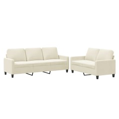vidaXL Set di Divani 2 pz con Cuscini Crema in Velluto