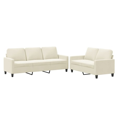 vidaXL Set di Divani 2 pz con Cuscini Crema in Velluto