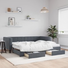 vidaXL Divano Letto Estraibile Cassetti Grigio Scuro 90x200cm Velluto