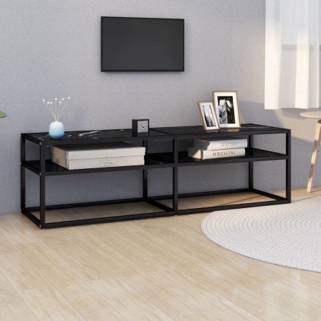 vidaXL Mobile Porta TV Marmo Nero 140x40x40,5 cm in Vetro Temperato
