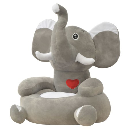 vidaXL Poltrona in Peluche per Bambini Elefante Grigio 