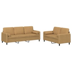 vidaXL Set di Divani 2 pz con Cuscini Marrone in Velluto