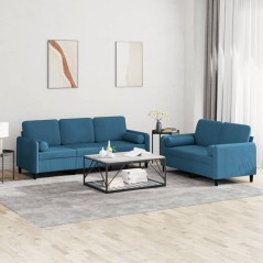 vidaXL Set di Divani 2 pz con Cuscini Blu in Velluto