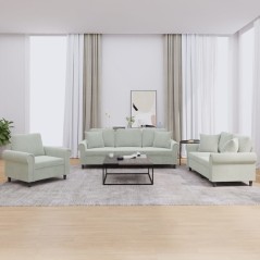 vidaXL Set di Divani 3 pz con Cuscini Grigio Chiaro in Velluto