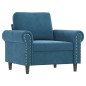 vidaXL Set di Divani 3 pz con Cuscini Blu in Velluto vidaXL Set di Divani 3 pz con Cuscini Blu in Velluto