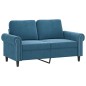 vidaXL Set di Divani 3 pz con Cuscini Blu in Velluto vidaXL Set di Divani 3 pz con Cuscini Blu in Velluto