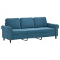 vidaXL Set di Divani 3 pz con Cuscini Blu in Velluto vidaXL Set di Divani 3 pz con Cuscini Blu in Velluto