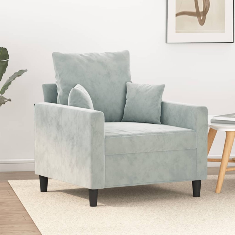 vidaXL Poltrona Grigio Chiaro 60 cm Velluto vidaXL Poltrona Grigio Chiaro 60 cm Velluto