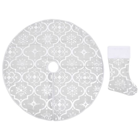 vidaXL Gonna Albero Natale Raffinata con Calza Bianca Tessuto 150 cm