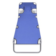 vidaXL Lettino da Sole Pieghevole Poggiatesta Acciaio Verniciato Blu