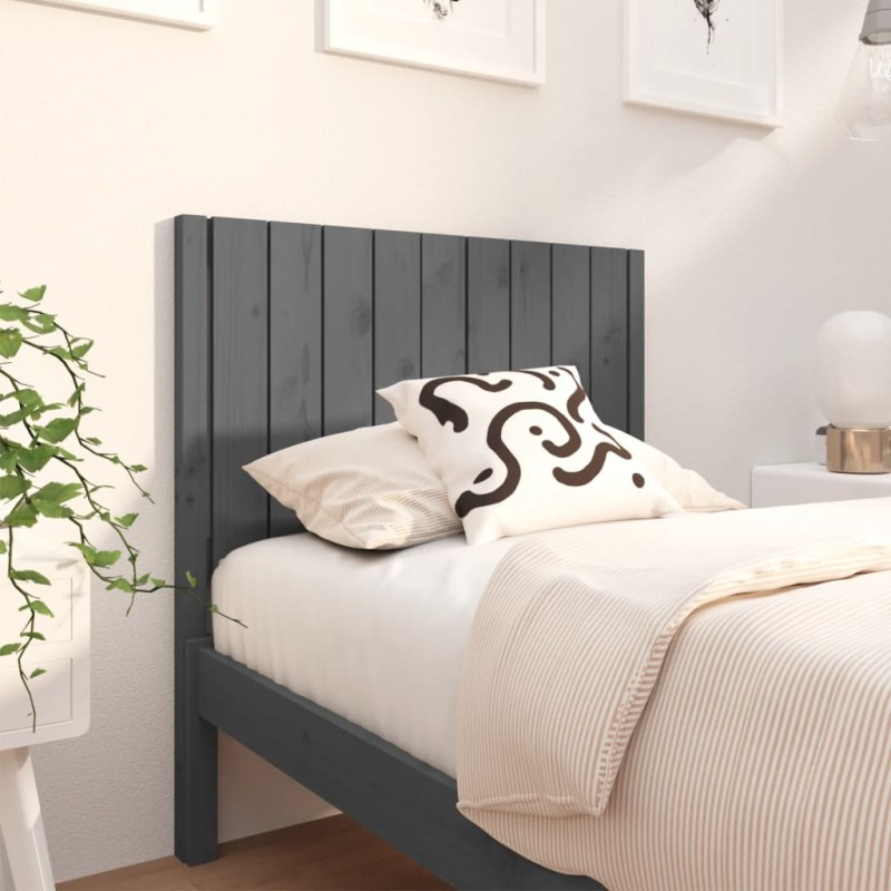 vidaXL Testiera per Letto Grigia 95,5x4x100 cm Legno Massello di Pino vidaXL Testiera per Letto Grigia 95,5x4x100 cm Legno Massello di Pino