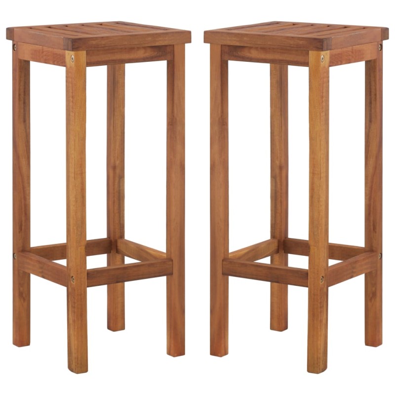 vidaXL Sgabelli da Bar 2 pz in Legno Massello di Acacia