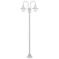 vidaXL Lampione da Giardino E27 220 cm Alluminio 2 Lampade Bianco vidaXL Lampione da Giardino E27 220 cm Alluminio 2 Lampade Bianco