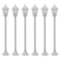 vidaXL Lampioni da Giardino 6 pz E27 110 cm in Alluminio Bianco