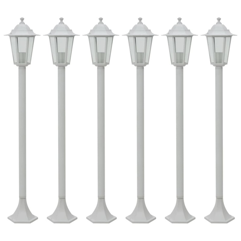 vidaXL Lampioni da Giardino 6 pz E27 110 cm in Alluminio Bianco vidaXL Lampioni da Giardino 6 pz E27 110 cm in Alluminio Bianco