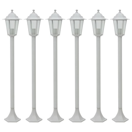 vidaXL Lampioni da Giardino 6 pz E27 110 cm in Alluminio Bianco