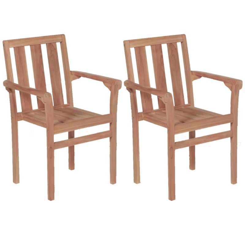 vidaXL Sedie da Giardino Impilabili 2 pz in Legno Massello di Teak vidaXL Sedie da Giardino Impilabili 2 pz in Legno Massello di Teak